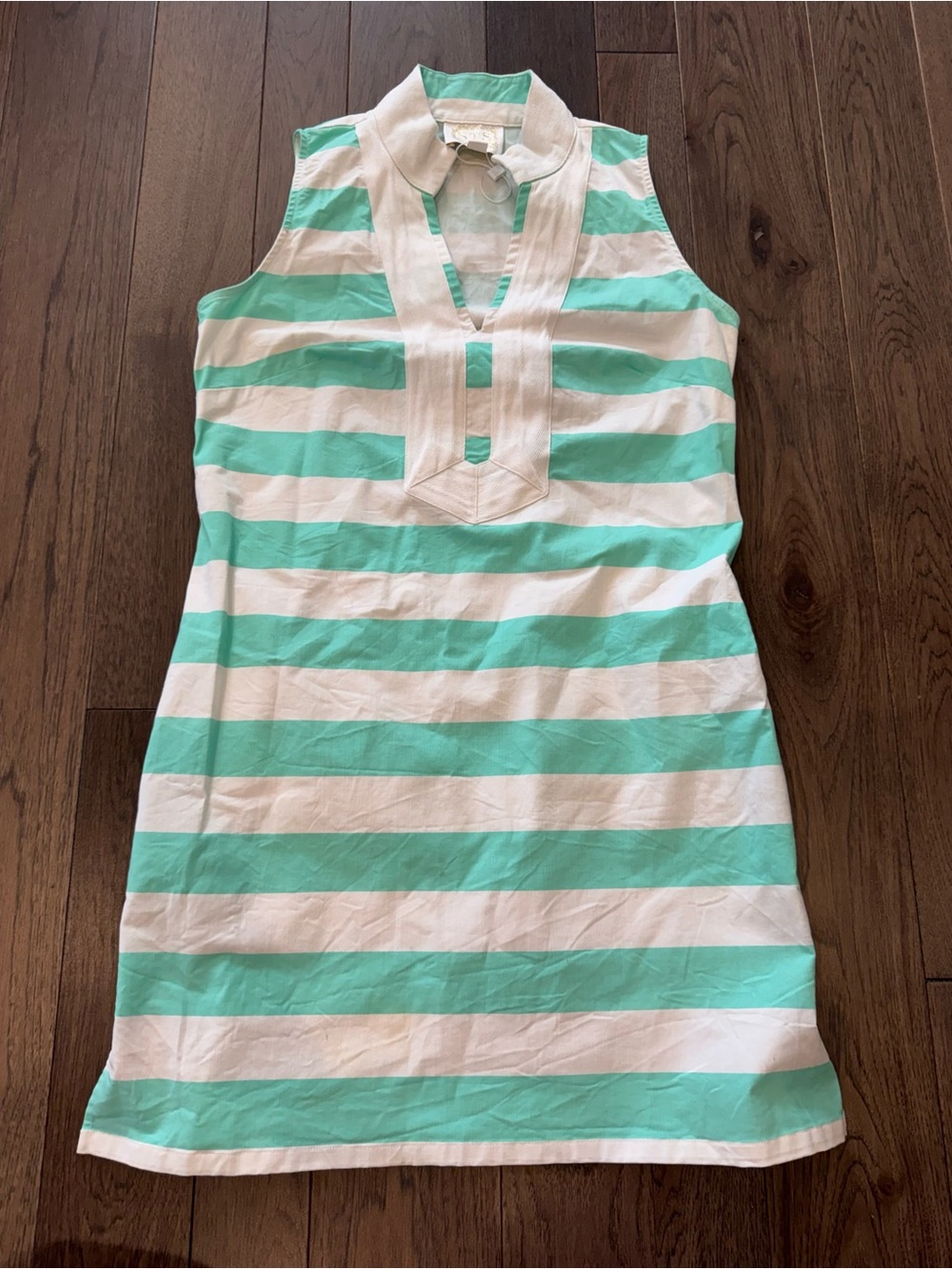 Sail to Sable Turquoise and White Sleeveless Striped Shift Dress